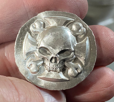 Iron Cross Skull 1oz .999 silver