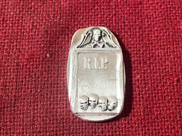 RIP Mutiny Tombstone 1/2 oz .999 fine silver