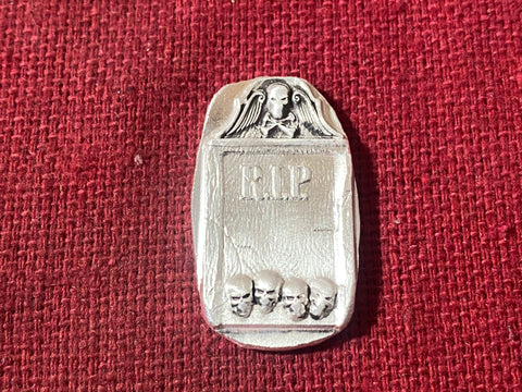 RIP Mutiny Tombstone 1/2 oz .999 fine silver