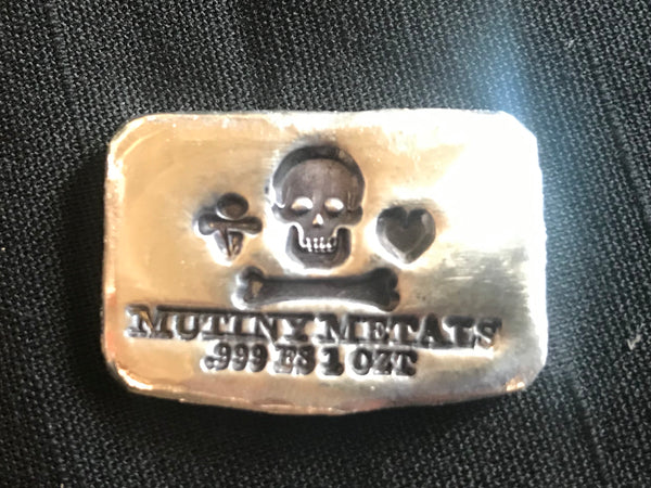 Stede Bonnet Pirate Flag 1oz Bar Silver Mutiny Metals