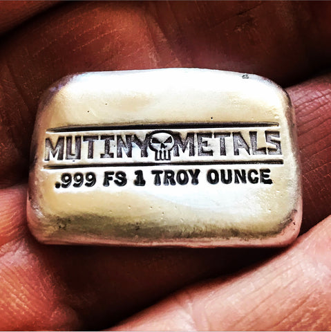 Mutiny Metals Skull 1oz Bar .999 silver