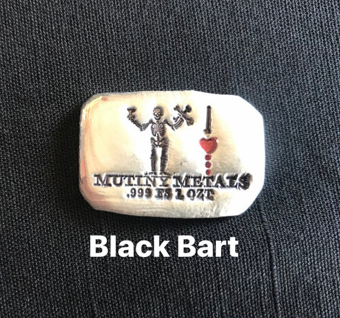 Pirate Flag of Black Bart - 1oz Fine Silver