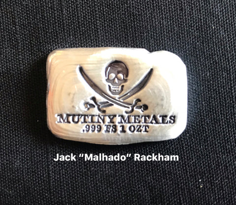 Jack Rackham pirate Flag 1oz fine silver